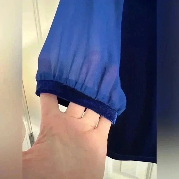 FLORENCE EISEMAN Girls Stretch Velvet Dress w/ Chiffon Sleeves - Picture 4 of 8